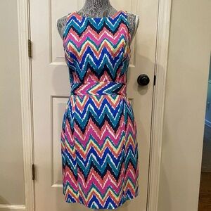 Lilly Pulitzer Kirkland Sheath Dress Hearts A Flutter chevron print